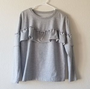Loft| Grey Sweater with Ruffle
